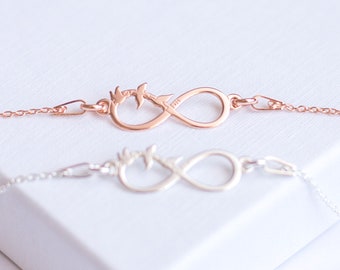 Infinity Silver Bracelet | 925 Sterling Silver Bird Bracelet | Infinity Bracelet | Swallow Bracelet | Silver Swallow Bracelet |