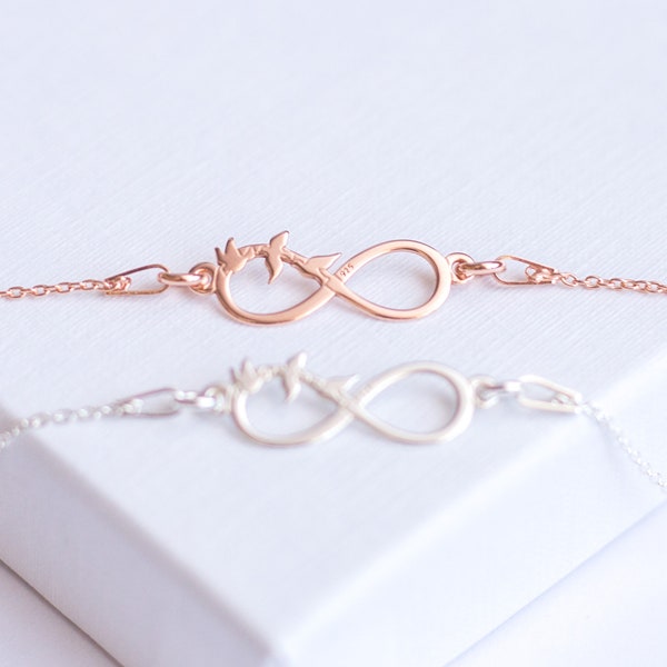 Infinity Silver Bracelet | 925 Sterling Silver Bird Bracelet | Infinity Bracelet | Swallow Bracelet | Silver Swallow Bracelet |