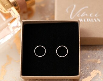 Small Circle Stud Earrings | 925 Sterling Silver | Tiny Circle Studs | Thin Circle Simple Studs | Open Circle Geometric Earrings | Tiny