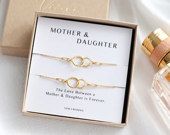 Mother Daughter Bracelet Set Of 2, Mum Birthday Gift, 925 Sterling Silver, Rose Gold Vermeil, 24ct Gold Vermeil, Mother Birthday Gift