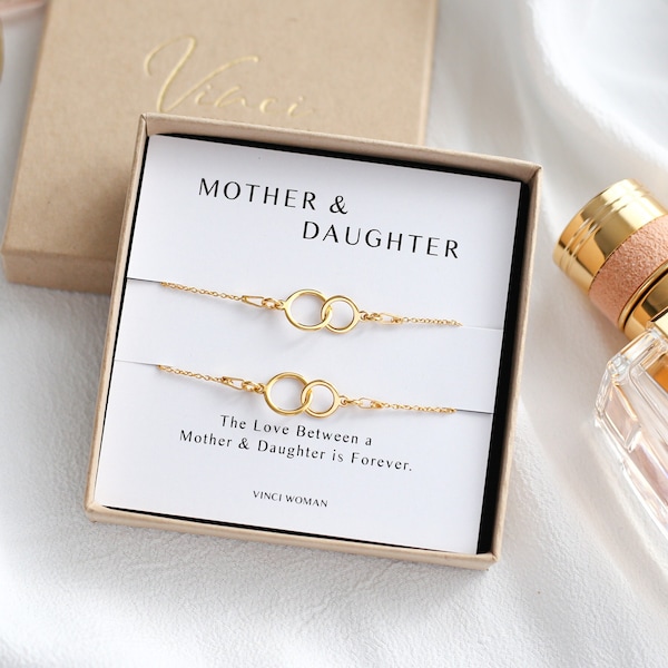 Mother Daughter Bracelet Set Of 2, Mum Birthday Gift, 925 Sterling Silver, Rose Gold Vermeil, 24ct Gold Vermeil, Mother Birthday Gift