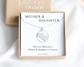 Mother & Daughter Necklace, Two Interlocking Hearts Necklace, Mum Birthday Gift, Daughter Gifts, Sterling Silver