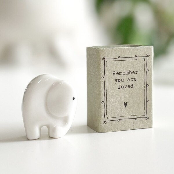Porcelain Elephant - Matchbox Gift - You Are Loved, Send Hugs, Birthday Gift, Gifts For Her, Friend Gift Idea, 14th Wedding Anniversary