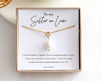 Sister-in-Law Gift, Sister in Law Necklace, Gift for Sister-in-Law, Family Jewelry, Wedding Gift, Freshwater Pearl