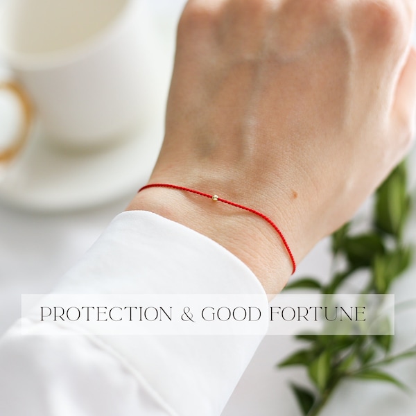Red String Bracelet, 14k Gold Filled, Sterling Silver, Natural Silk Cord, Protection Bracelet, Kabbalah Bracelet