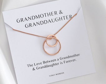 Grandmother & Granddaughter Gift, Grandma Gift, Generations Necklace, Grandmother Necklace,Mother Daughter Gift,Interlocking Circle Necklace