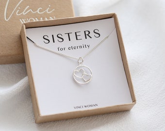 Friendship Necklace, Sisters Gifts, Soul Sisters, Best Friend, Interlocking Sterling Silver Necklace, Sister Birthday Gift, Christmas Gift