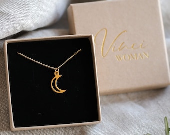 Crescent Moon Necklace, Sterling Silver, Crescent Moon Jewellery, Dainty Moon Pendant, Birthday Gift For Her