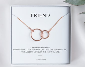 Friendship Statement, Interlocking Circle, Soul Sister Necklace,Friend Gift Idea,Rose Gold Karma,Eternity Sister Gift,BFF Gift, Gift For Her