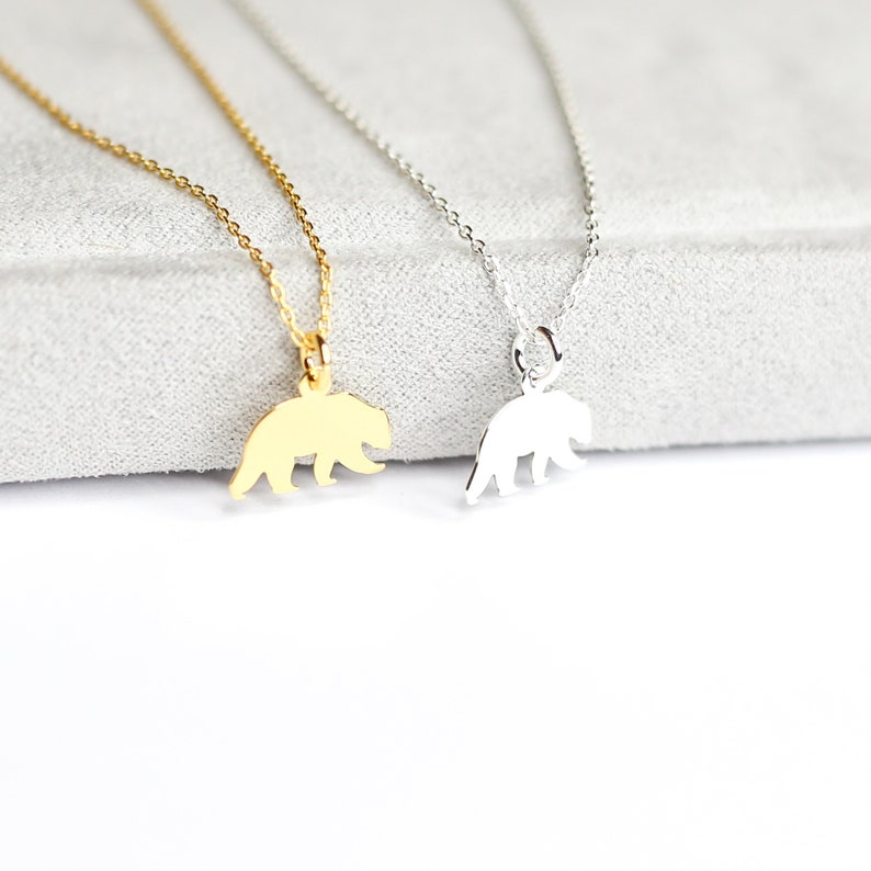 Sterling Silver Bear Necklace Bear Necklace 925 Sterling Silver Dainty Mama Bear Necklace Animal Necklace Wild Animal |