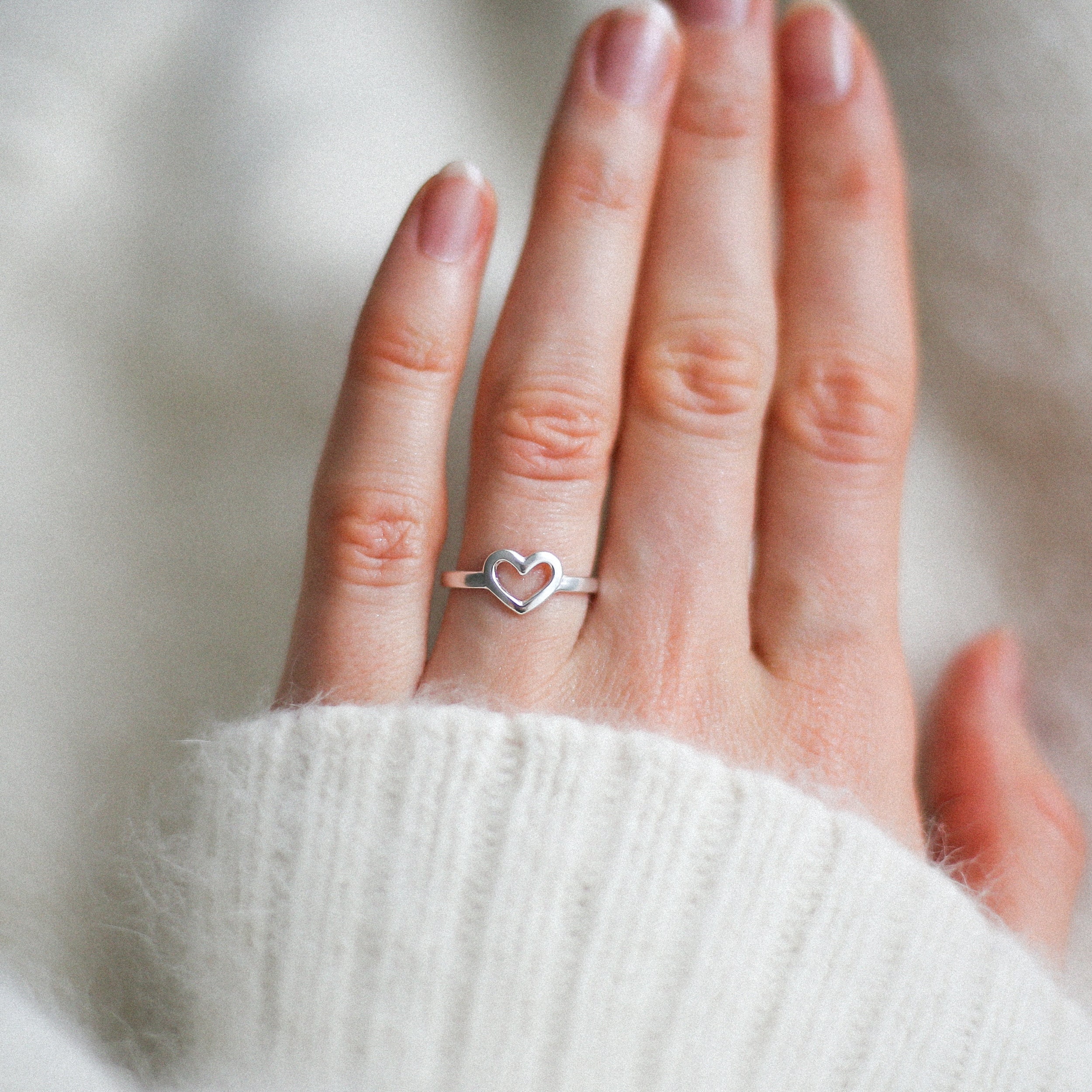 Silver heart rings deals