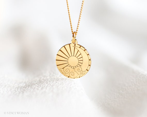 Sun & Moon Reversible Medallion in Gold Vermeil