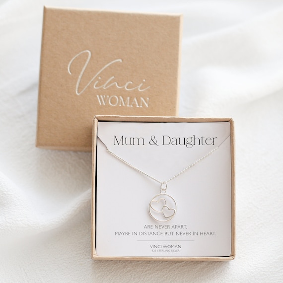 Mum and daughter Heart pendant silver Necklace woman jewellery gift UK  seller | eBay