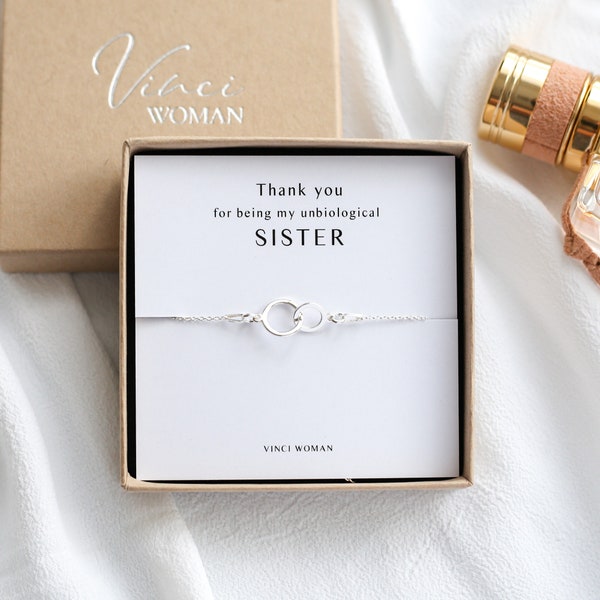 Unbiological Sister Gift, Soul Sister Bracelet, Infinity Bracelet, Sister Birthday Gift, Best Friend Gift, Interlocking Circle, Eternity