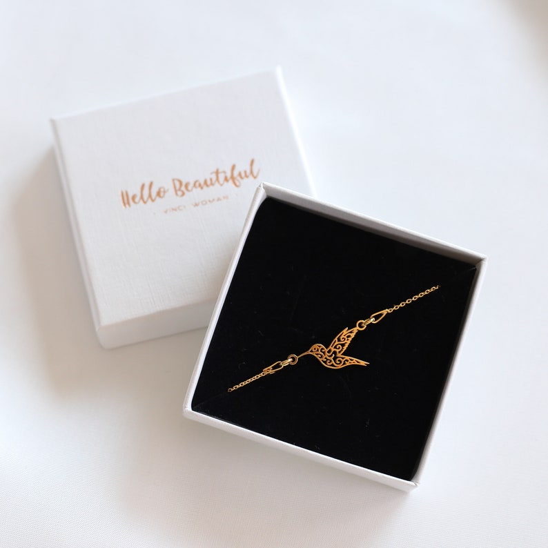 Gold Hummingbird Bracelet Bird Bracelet 24k Gold Bracelet Gold Hummingbird Charm Hummingbird Bridal Bracelet |