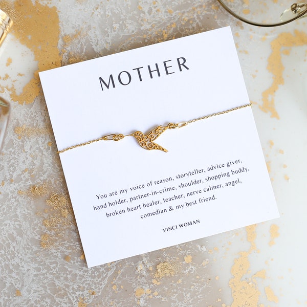 Gift For Mum, Mother Gift, Hummingbird Bracelet, Mum Bracelet, Mum Birthday Gift, Mom Birthday, Birthday Gifts, Bird Bracelet,Mother Jewelry