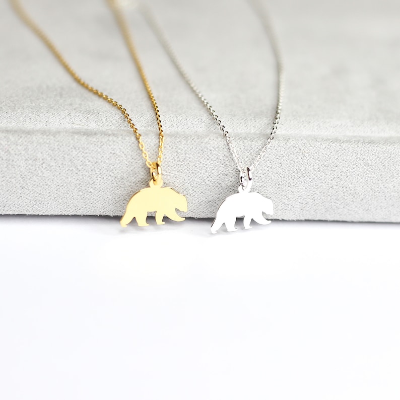 Sterling Silver Bear Necklace Bear Necklace 925 Sterling Silver Dainty Mama Bear Necklace Animal Necklace Wild Animal |