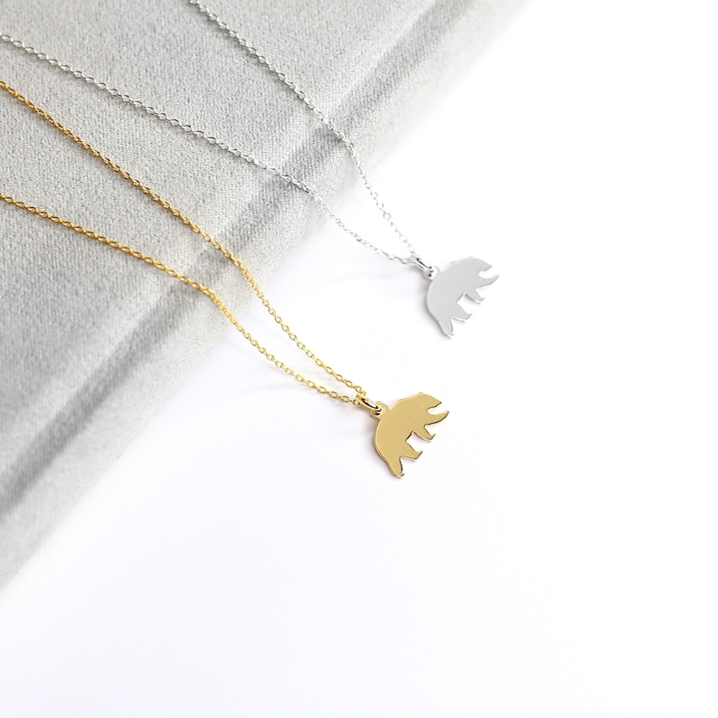 Sterling Silver Bear Necklace Bear Necklace 925 Sterling Silver Dainty Mama Bear Necklace Animal Necklace Wild Animal |