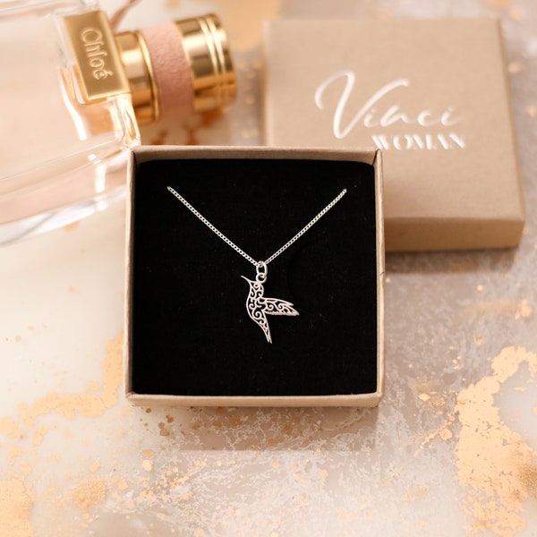 Hummingbird Necklace, Rose Gold Hummingbird Gift, Flying Bird Necklace, Bridal Pink Necklace, Sister Gift For Her, Hummingbird Jewelry