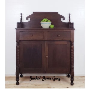 Early American Jackson Press Sideboard, Buffet. Antique Storage Cabinet. Farmhouse Dining Room. Linen cabinet