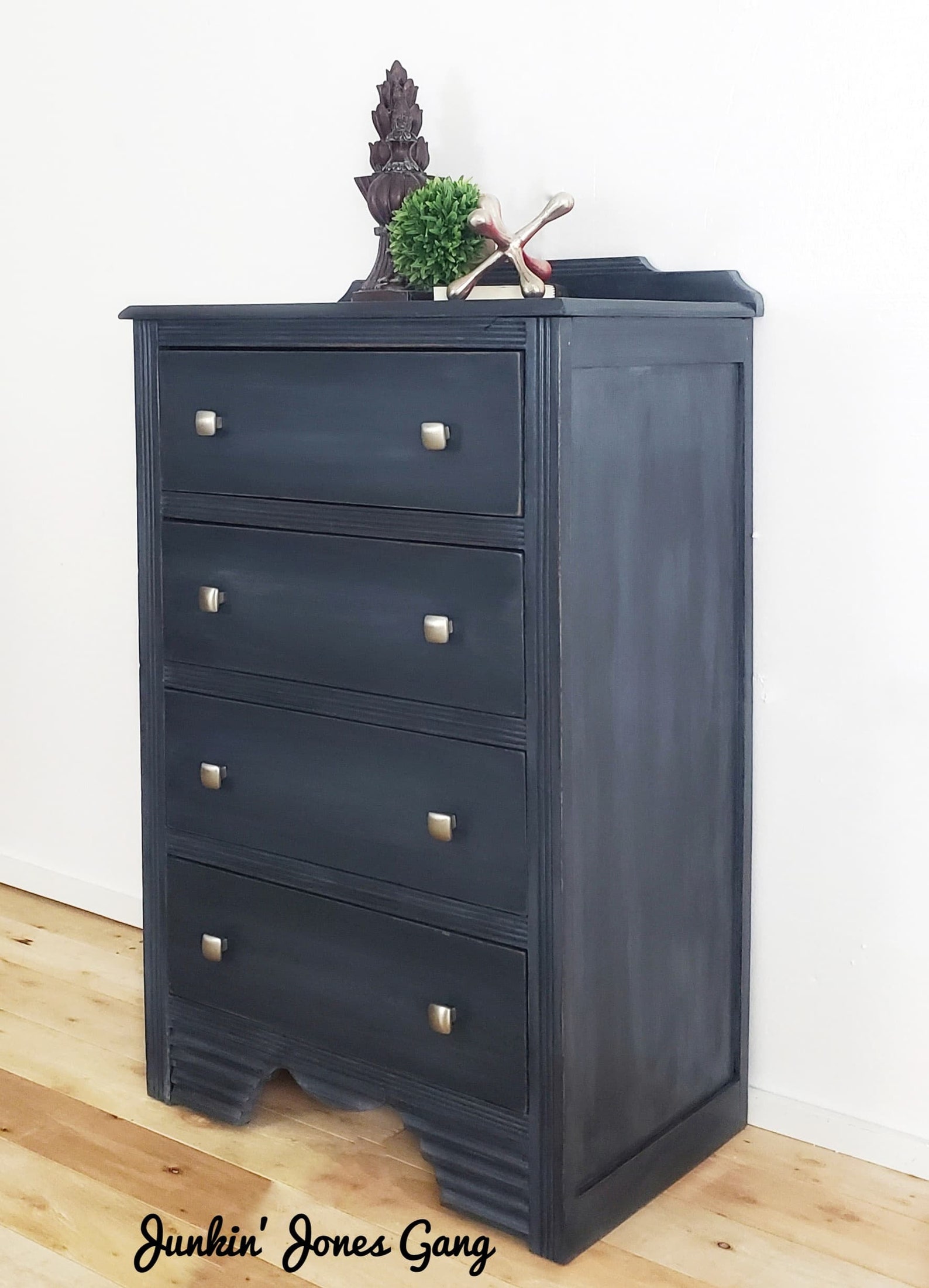 Tall Navy Dresser.Chest of Drawers.Painted Blue Dresser. Etsy