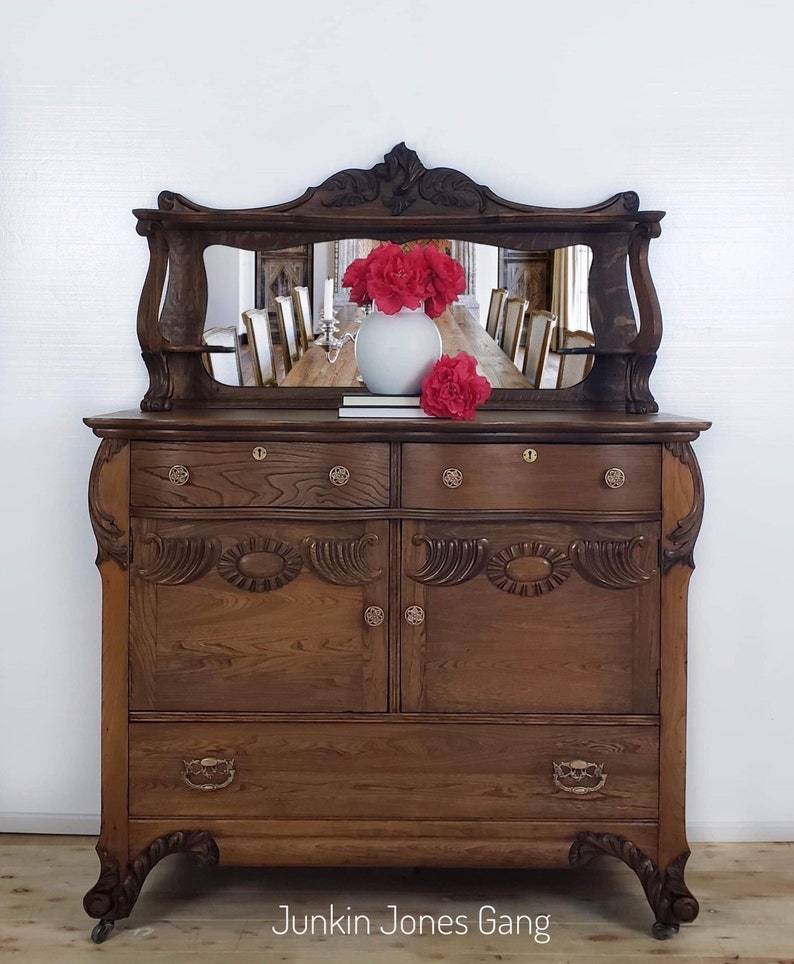 Antique Sideboard Buffet Mirror Vintage Victorian Furniture Antique Sideboard Buffet Mirror