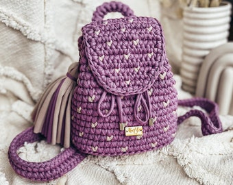 Handmade backpack with hearts