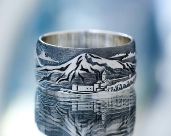 Ring with mountains - Silver ring with mountains - Zorina jewelry