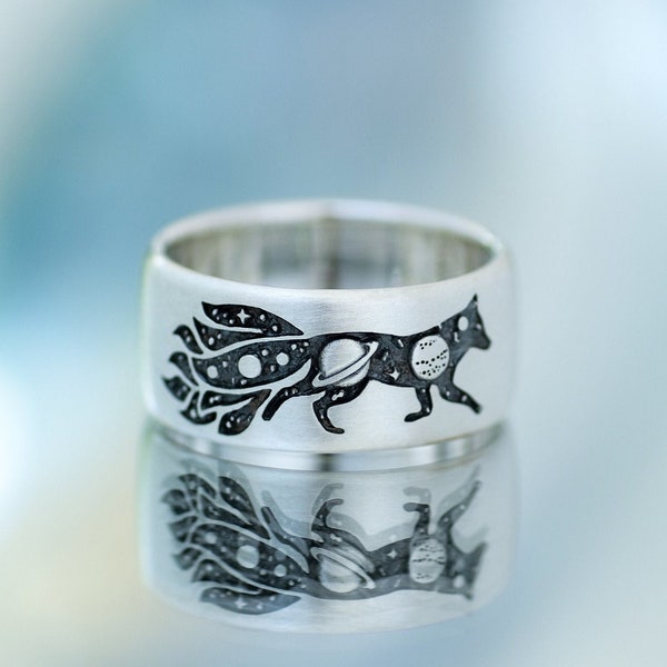 Kitsune ring - author's space fox ring - Trickster ring - Fox with nine tails - Ring mascot - Mystic fox ring