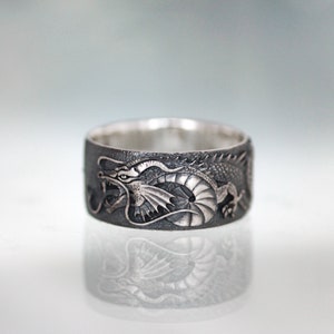Dragon Ring - Wide Handmade Dragon Ring - Dragon Pattern Ring - Dragon Symbol