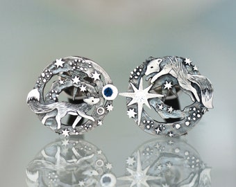 Handmade Fox Stud Earrings – Starry Space Design, Patina Jewelry