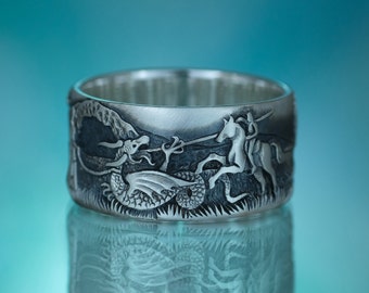 Battle of St. George with the dragon - Renaissance artist Paolo Uccello - Handmade wide stripe