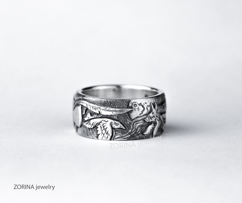 Wide ring Witch Russian literature The Master and Margarita silver ring Mikhail Bulgakov hippo cat