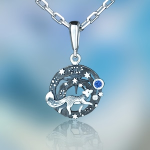 Handmade Space Fox Pendant – Unique Cubic Zirconia Necklace