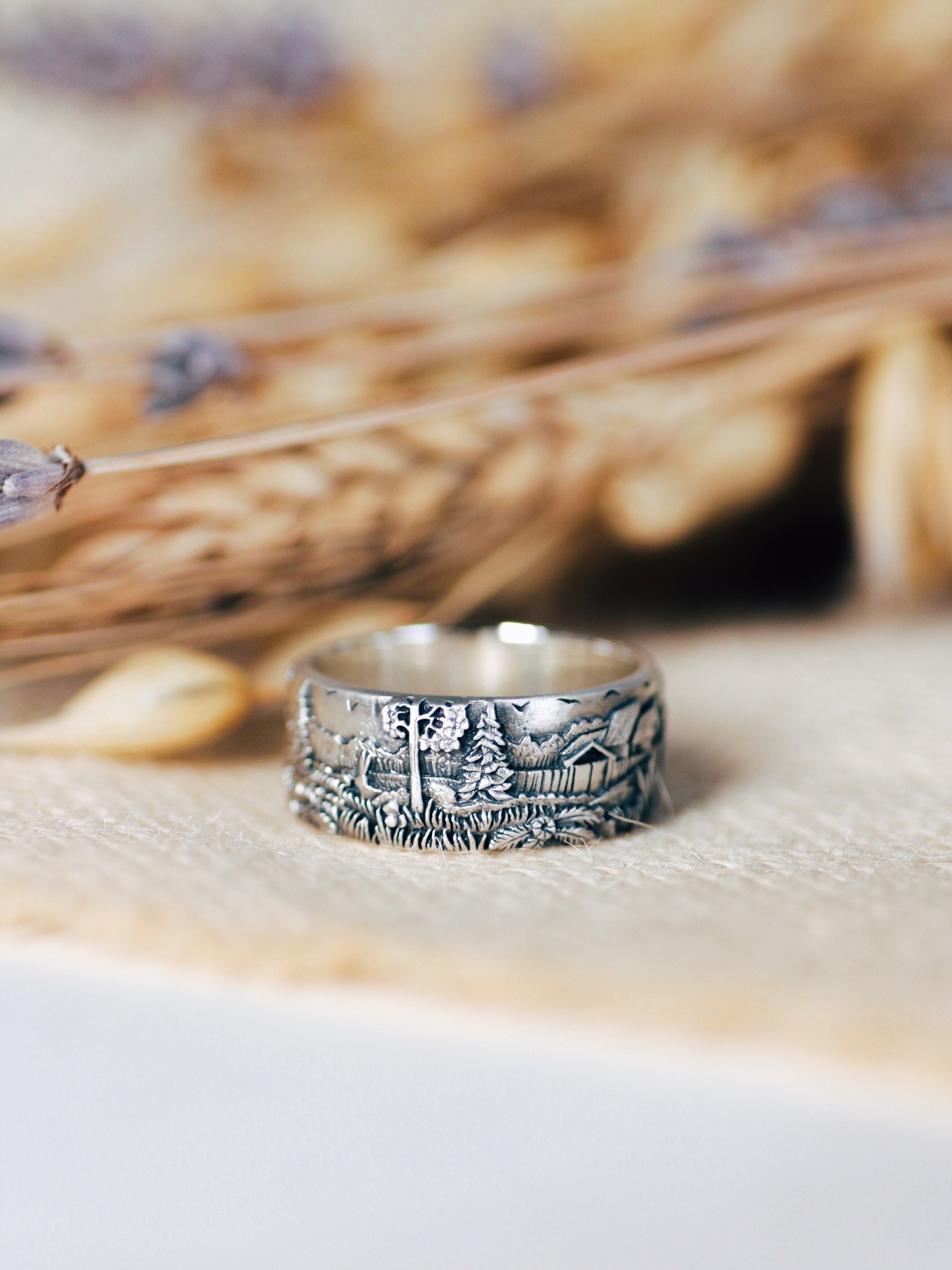 Wide ring with a girl folklore ring Russian fairy tale Etsy