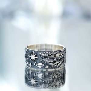 Space Fox ring Foxes in outer space Fox on a star Space and stars ring Fox ring large rings unusual rings for women 画像 2