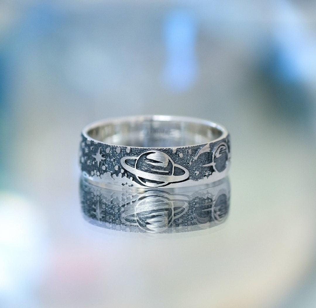 Handmade Sterling Silver Cosmic Ring: Space & Star Design - Etsy