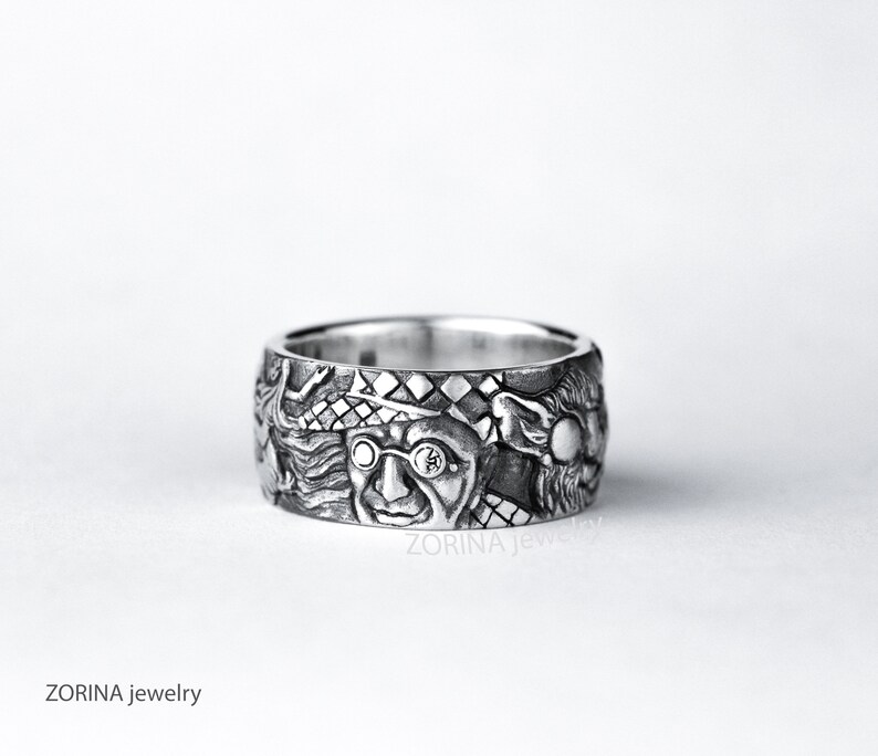 Wide ring Witch Russian literature The Master and Margarita silver ring Mikhail Bulgakov hippo cat