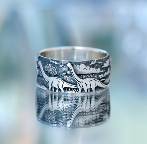 Handmade Silver Sauropod Ring – Jurassic Jungle Band - Etsy