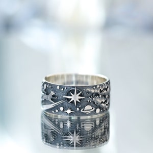 Space Fox ring Foxes in outer space Fox on a star Space and stars ring Fox ring large rings unusual rings for women 画像 6