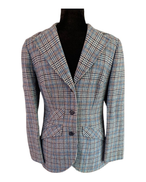 Pendleton Pant Suit Womens Blue Plaid Size 10 Woo… - image 6