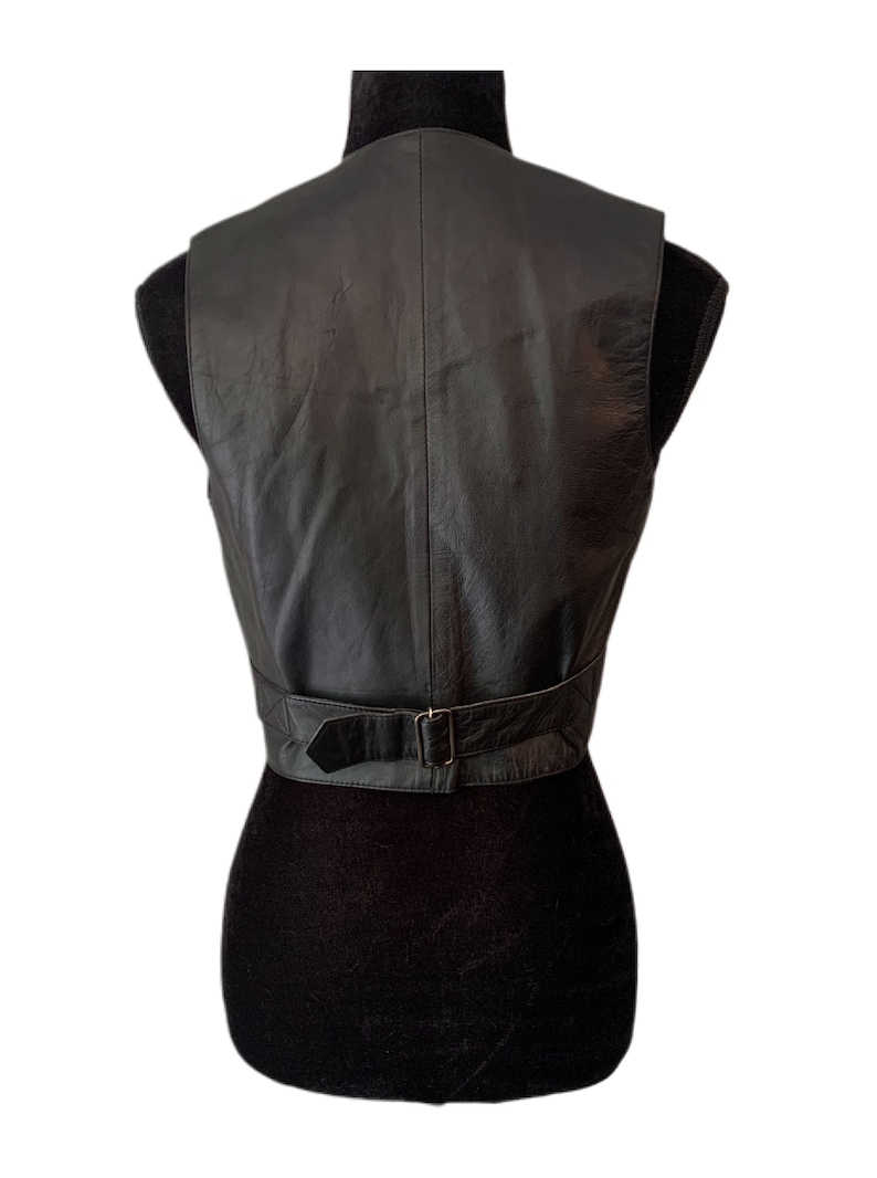 90s Leather Vest Black Leather Top Motorcycle Vest Leather Crop Top