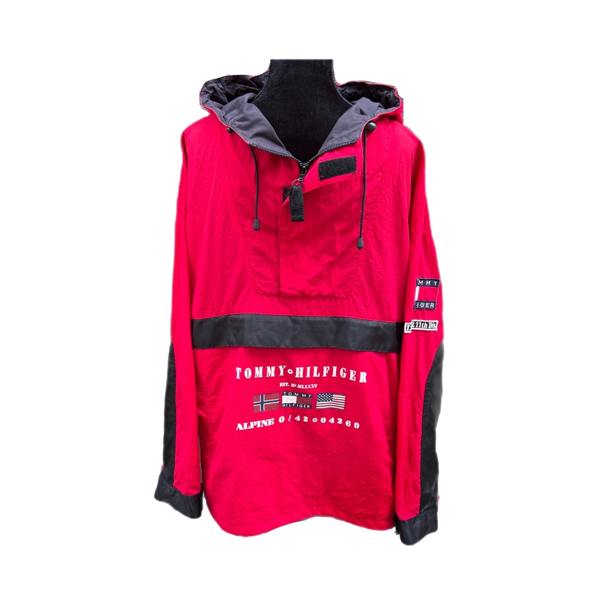 Tommy Hilfiger Alpine Ski Jacket Mens Large Red Hooded