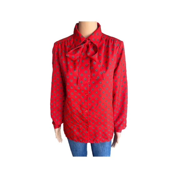 Vintage NPC Fashions Chiffon Blouse Size 14 Red B… - image 1