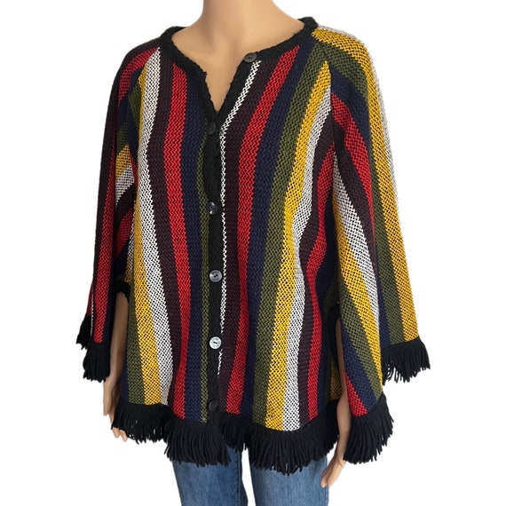 Dupont Rainbow Hippie Sarape Womens Striped Knit … - image 4