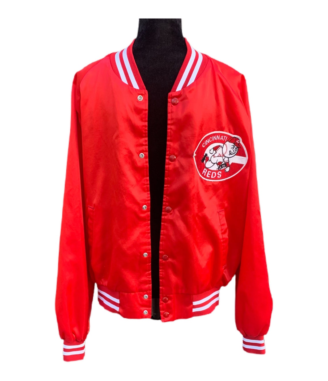 Cincinnati Reds Jacket Vintage 80s Red Satin Bomber Jacket | Etsy