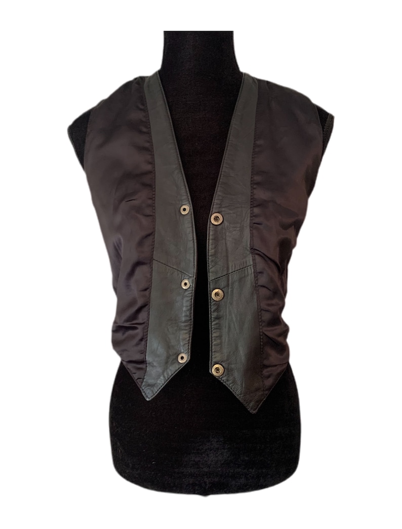 90s Leather Vest Black Leather Top Motorcycle Vest Leather Crop Top