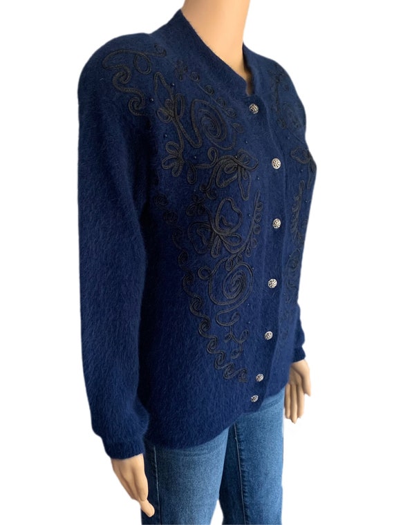 Weathervane Angora Sweater Womens Navy Small Wool… - image 7