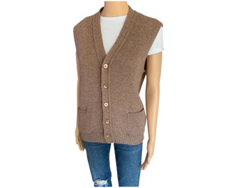 Pendleton Sweater Vest Womens Brown Medium Wool Knit Cardigan Vintage 80s Retro
