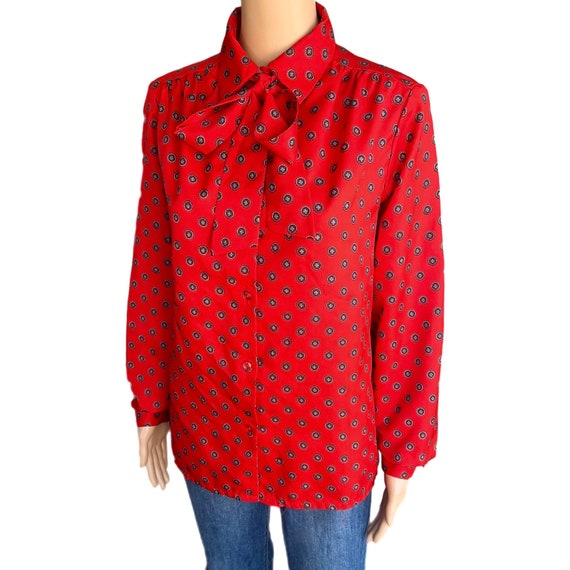 Vintage NPC Fashions Chiffon Blouse Size 14 Red B… - image 4